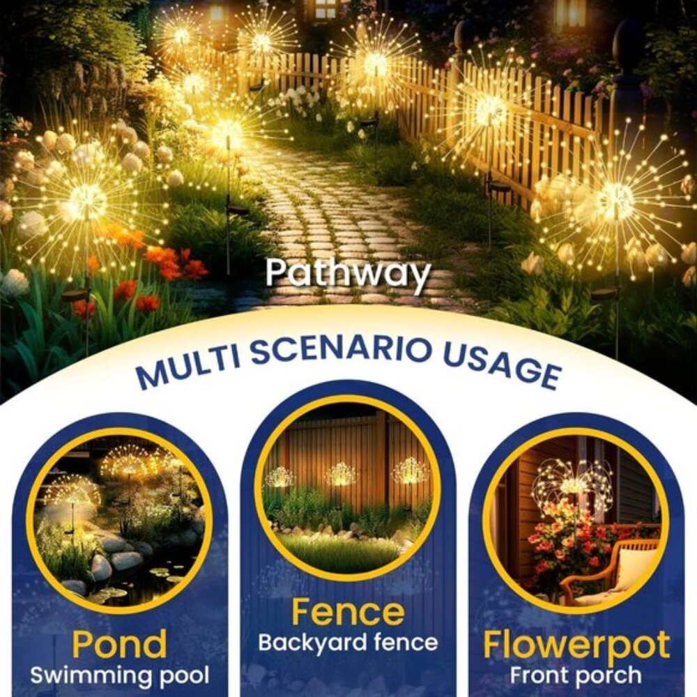 New Garden Outdoor Decor Lights 120LED 2Pack, Solar Fairy Lights for Yard Patios - Picture 4 of 8
